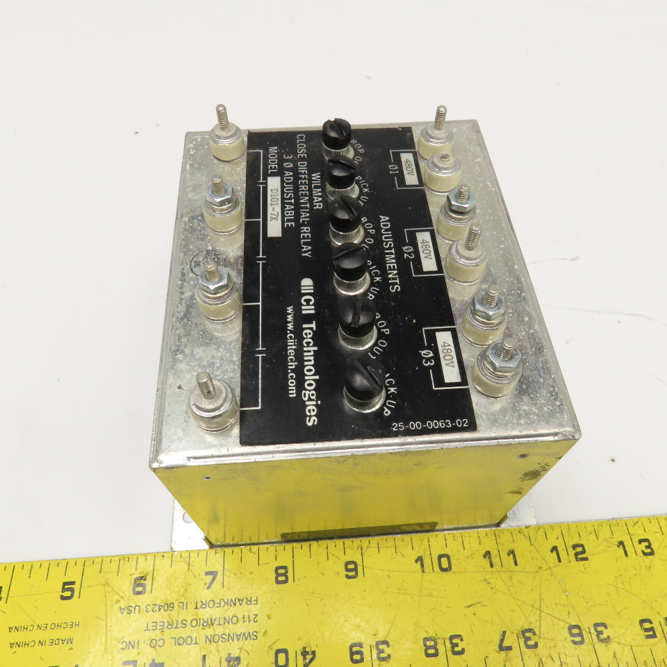 Wilmer CII Tech. D101-7X Close Differential Relay 3Ph Adjustable 208V Parts