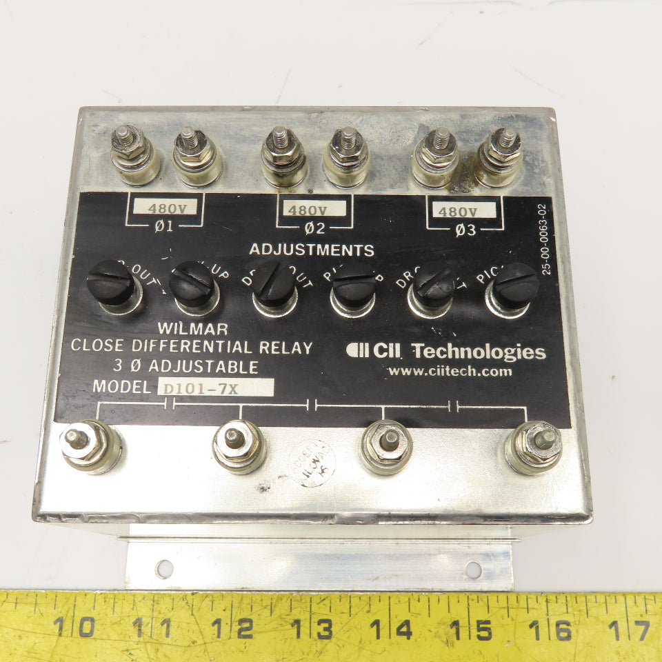 Wilmer CII Tech. D101-7X Close Differential Relay 3Ph Adjustable 208V Parts