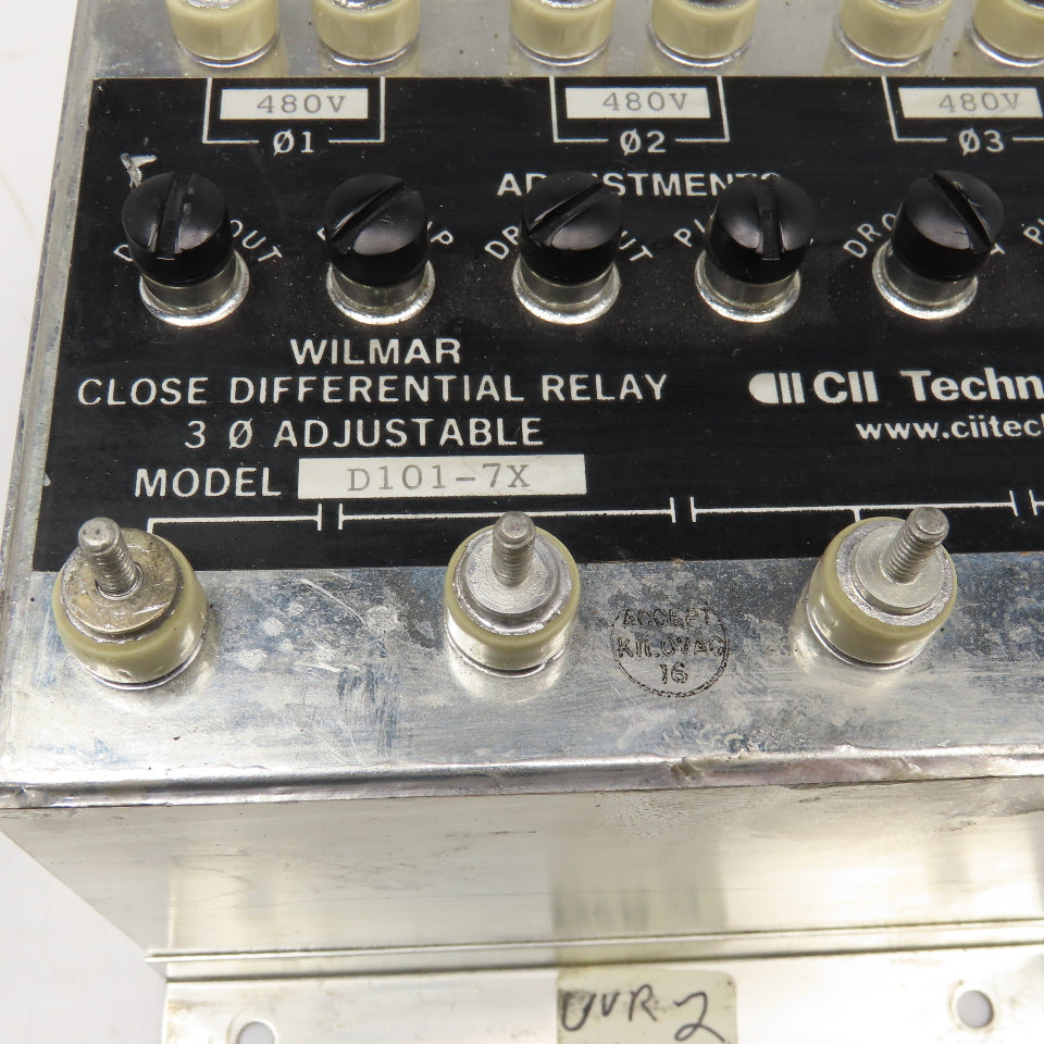 Wilmer CII Tech. D101-7X Close Differential Relay 3Ph Adjustable 208V