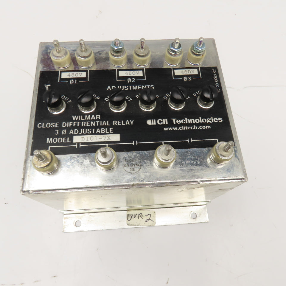 Wilmer CII Tech. D101-7X Close Differential Relay 3Ph Adjustable 208V