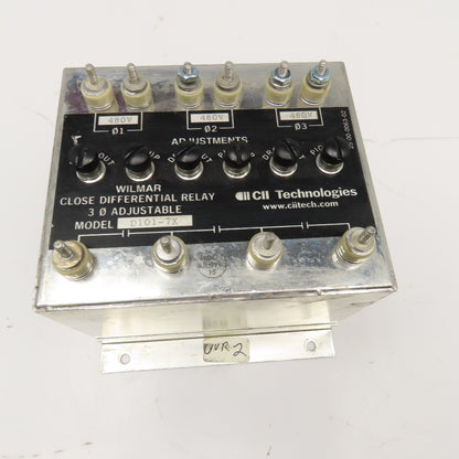 Wilmer CII Tech. D101-7X Close Differential Relay 3Ph Adjustable 208V