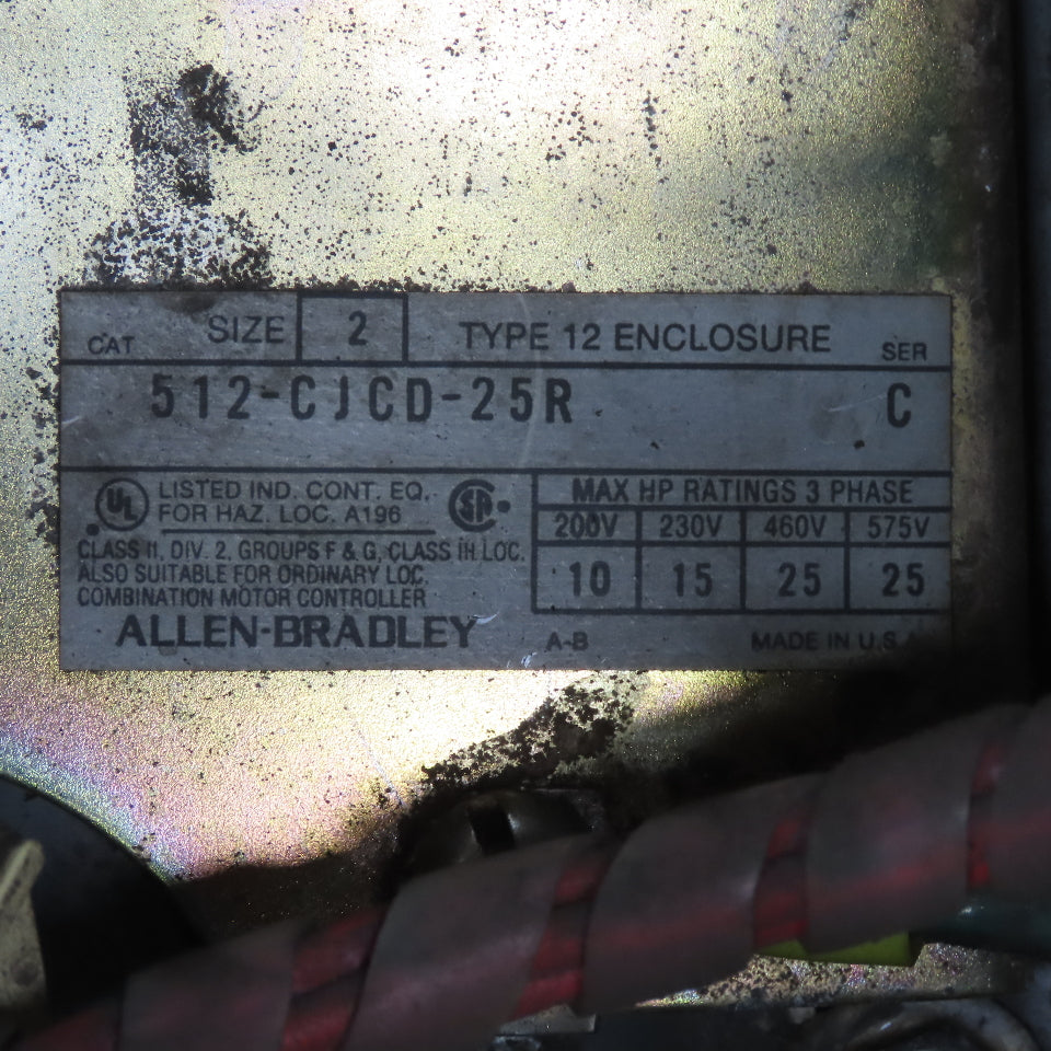 Allen Bradley 512-CJCD-25R 600V 45A 25Hp Fused Combination Starter Disconnect