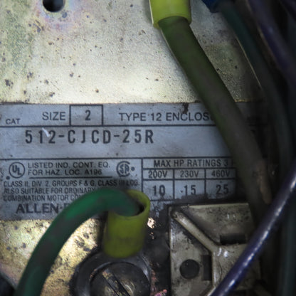 Allen Bradley 512-CJCD-25R 600V 45A 25Hp Fused Combination Starter Disconnect