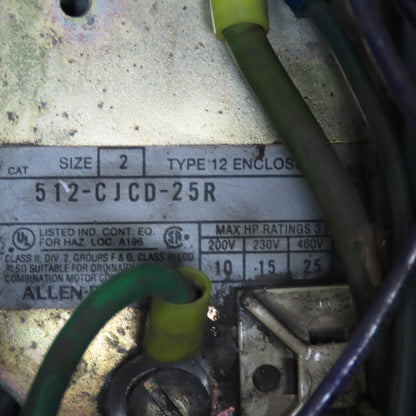 Allen Bradley 512-CJCD-25R 600V 45A 25Hp Fused Combination Starter Disconnect
