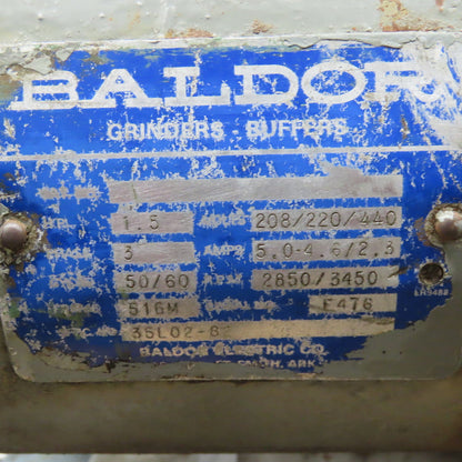 Baldor 1.5Hp 2850/3450RPM 208-220/460V 3Ph Pedestal Belt Sander