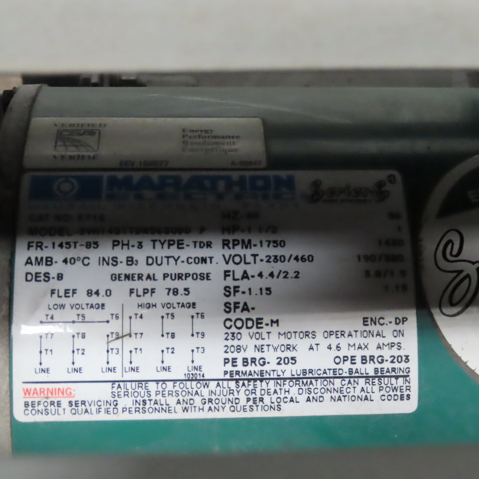 Marathon E716 1-1/2Hp 1750RPM 230/460V 3Ph Backward Incline Blower