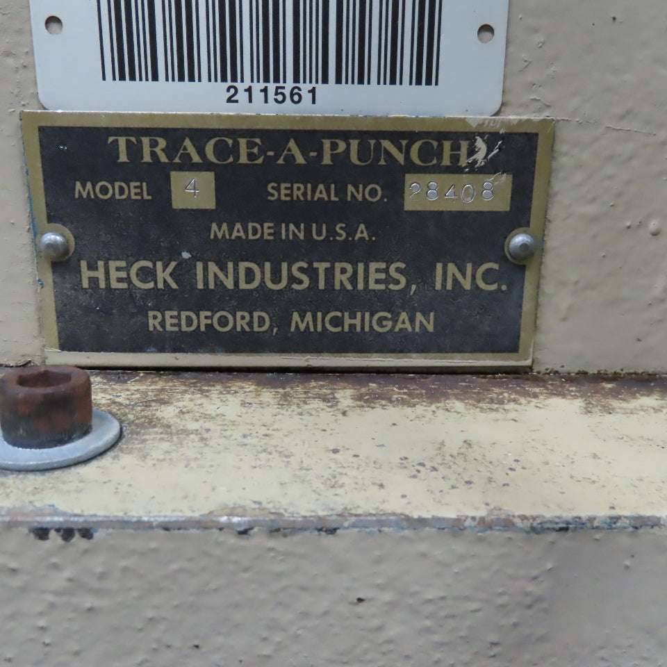 Heck Ind. Model 4 Trace-A-Punch Sheet Metal Duplicator Nibbler 208-460V 3Ph