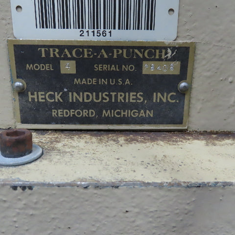 Heck Ind. Model 4 Trace-A-Punch Sheet Metal Duplicator Nibbler 208-460V 3Ph