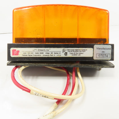 Federal Signal LP1 StreamLine Low Profile Mini Strobe Beacon AMBER 120VAC
