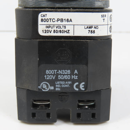Allen Bradley 800TC-PB16A Amber Momentary Contact Push Button 120V 800TC-XA