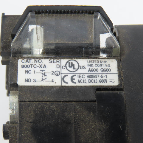 Allen Bradley 800TC-PB16A Amber Momentary Contact Push Button 120V 800TC-XA