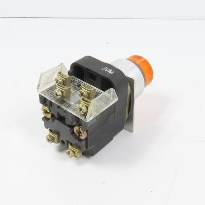 Allen Bradley 800T-PB16 Amber Momentary Contact Push Button 120V W/ 800T-XA