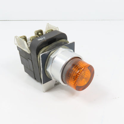 Allen Bradley 800T-PB16 Amber Momentary Contact Push Button 120V W/ 800T-XA