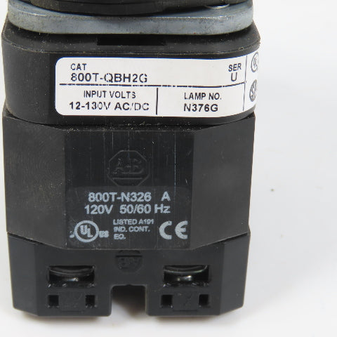 Allen Bradley 800T-QBH2G Green Momentary Contact Push Button 12-130V W/ 800T-XA