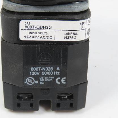 Allen Bradley 800T-QBH2G Green Momentary Contact Push Button 12-130V W/ 800T-XA