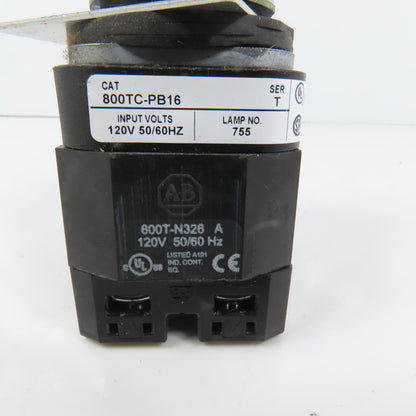 Allen Bradley 800TC-PB16 White Momentary Contact Push Button 120V W/ 800TC-XA