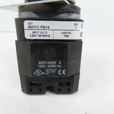 Allen Bradley 800TC-PB16 White Momentary Contact Push Button 120V W/ 800TC-XA