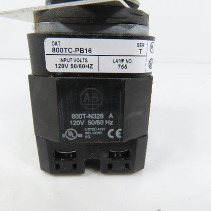 Allen Bradley 800TC-PB16 White Momentary Contact Push Button 120V W/ 800TC-XA