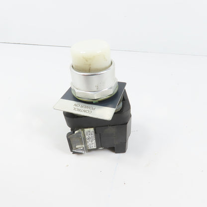Allen Bradley 800TC-PB16 White Momentary Contact Push Button 120V W/ 800TC-XA