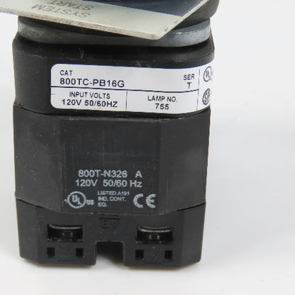 Allen Bradley 800TC-PB16G Green Momentary Contact Push Button 120V W/ 800TC-XA
