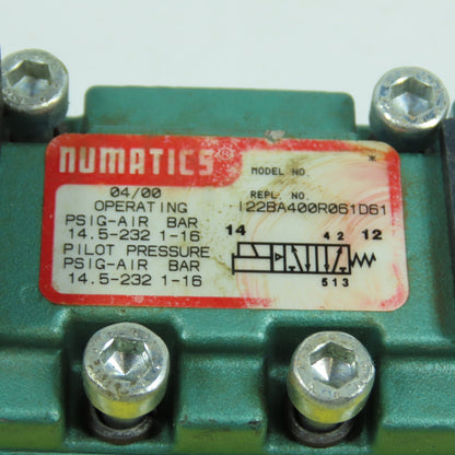 Numatics I22BA400R061D61 Pneumatic Solenoid Directional Valve 232PSIG