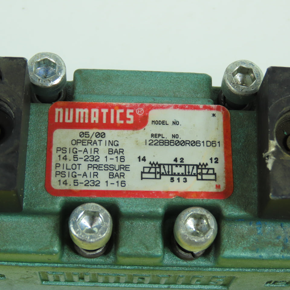 Numatics I22BB600R061D61 Pneumatic Solenoid Directional Valve 232PSIG