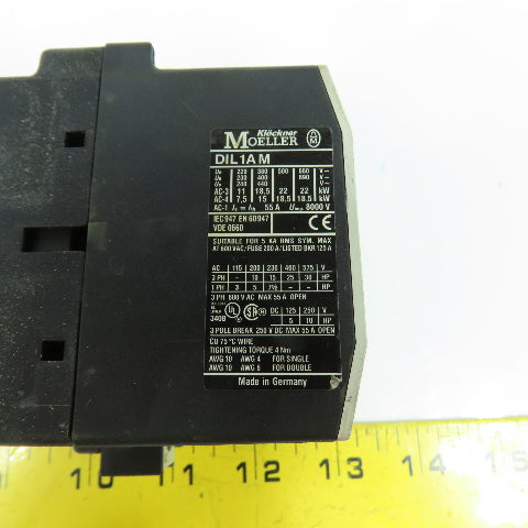 Moeller DIL1AM Contactor Relay 240V Coil 600V Max 30HP 55A