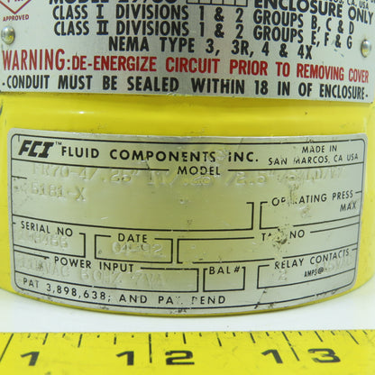 Fluid Components FR70-4/.25" IT/.25" /2.5" Flow Control Switch 115VAC (No Cover)