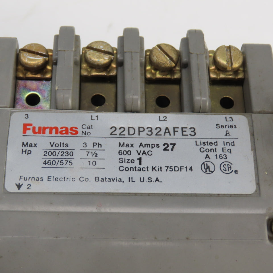 Furnas 22DP32AFE3 Size 1 Reversing Starter Contactor 27A 120V Coil W/ Overload