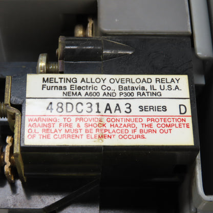 Furnas 22DP32AFE3 Size 1 Reversing Starter Contactor 27A 120V Coil W/ Overload