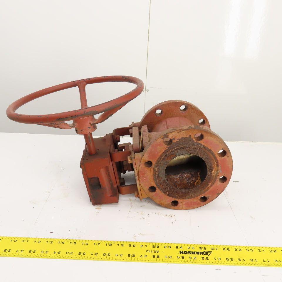 Durco Flowserve BY95344A-CI 4-150 4" Manual Plug Valve W/Right Angle Operator