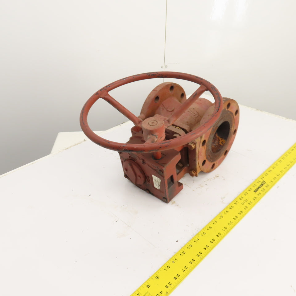 Durco Flowserve BY95344A-CI 4-150 4" Manual Plug Valve W/Right Angle Operator