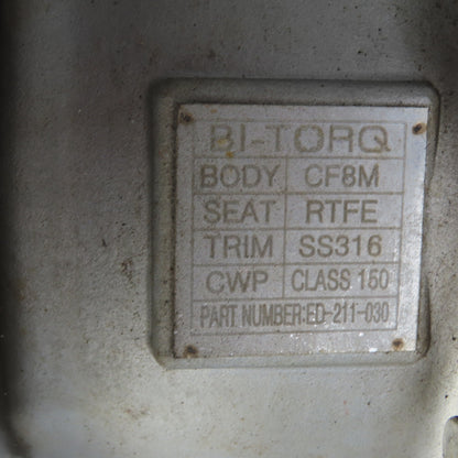 Bi-Torq ED-211-030 3" SS316 Stainless Steel Ball Valve Seat RTFE Body CF8M