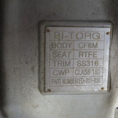 Bi-Torq ED-211-030 3" SS316 Stainless Steel Ball Valve Seat RTFE Body CF8M