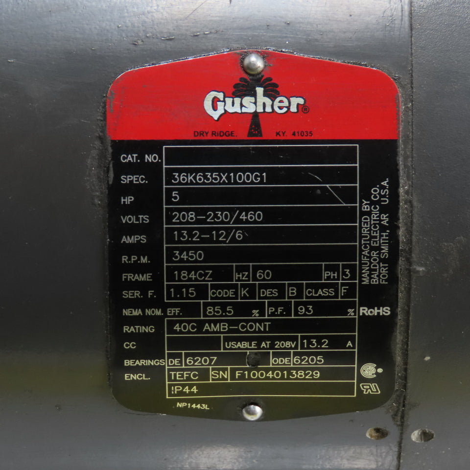 Gusher 36K635X100G1 5Hp 3Ph 230/460V Vertical Multistage Pump 3450RPM