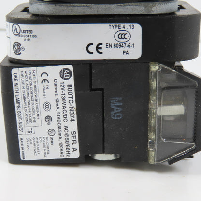 Allen Bradley 800TC-FXQH2RA1 Push/Pull Illuminated Emergency Stop Button 12-130V