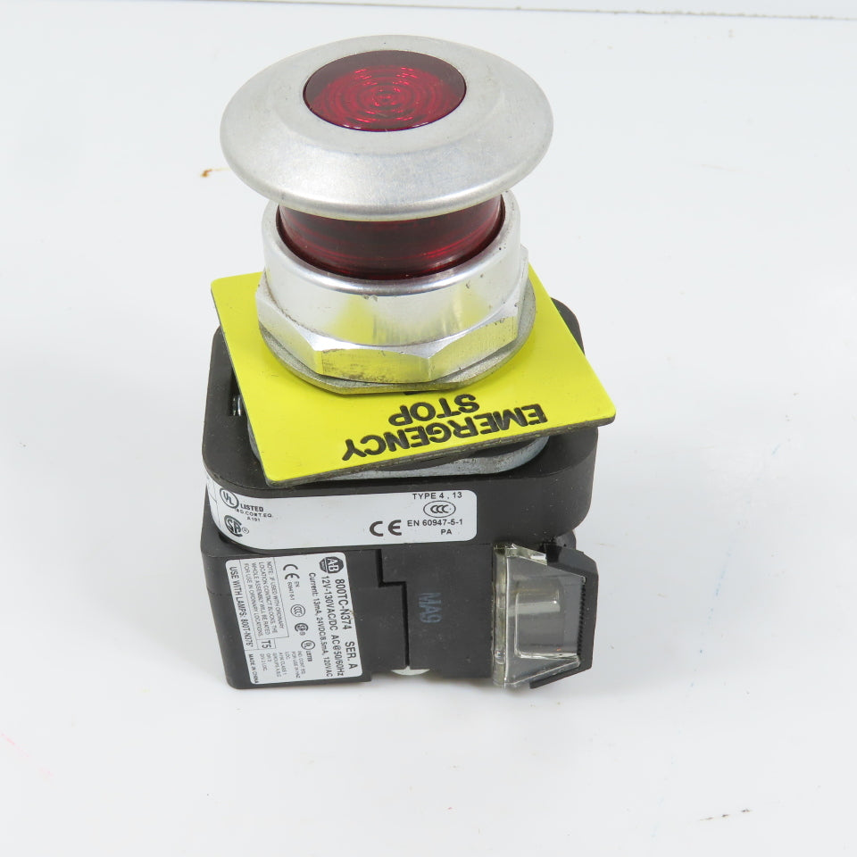 Allen Bradley 800TC-FXQH2RA1 Push/Pull Illuminated Emergency Stop Button 12-130V