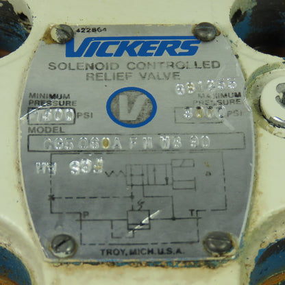 Vickers CG5-060A-F-M-WB-90 Solenoid Controlled Relief Valve 3000PSI Max