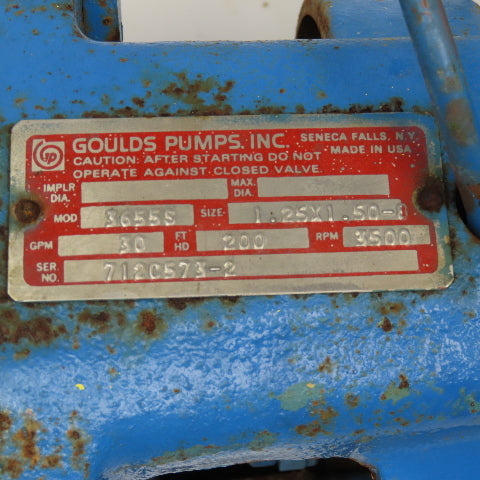Goulds 3655S 5Hp 230/460V 3Ph 50/60Hz Bronze Centrifugal Pump 30GPM Tested
