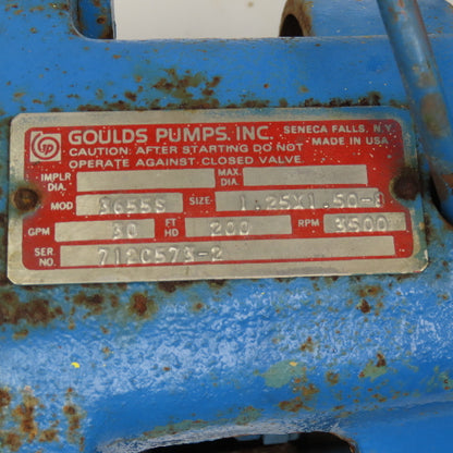 Goulds 3655S 5Hp 230/460V 3Ph 50/60Hz Bronze Centrifugal Pump 30GPM Tested