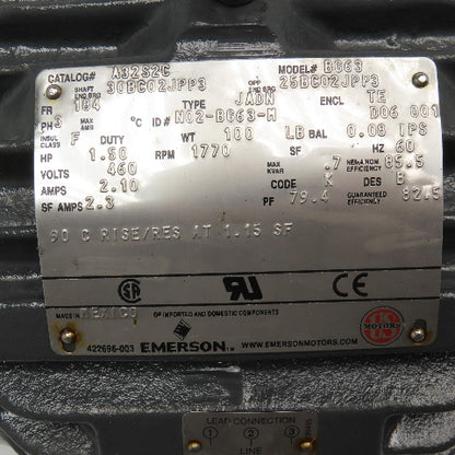 Emerson A32S2C 1.5Hp 1770RPM 460V 3Ph AC Motor