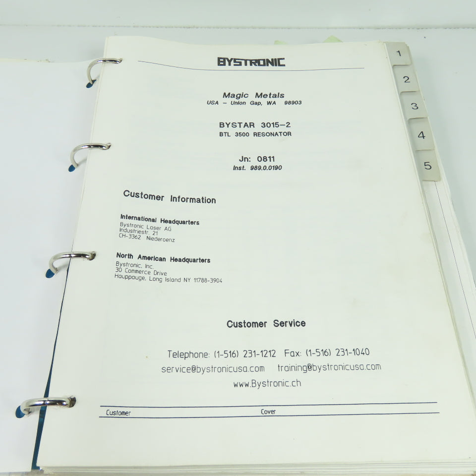 Bystronic Bystar 3015 Laser Operators Manual