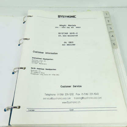 Bystronic Bystar 3015 Laser Operators Manual