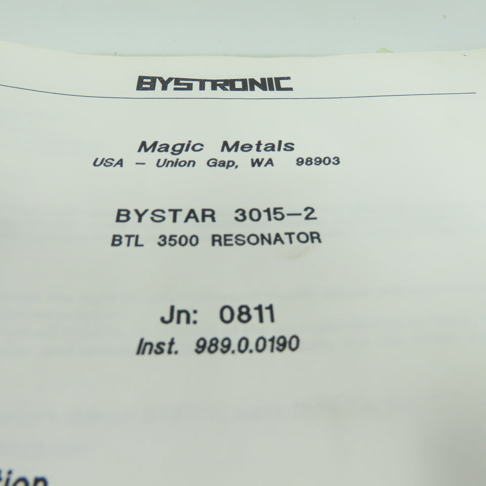 Bystronic Bystar 3015 Laser Operators Manual