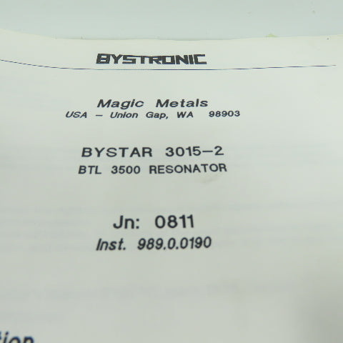 Bystronic Bystar 3015 Laser Operators Manual
