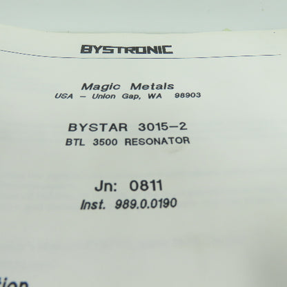 Bystronic Bystar 3015 Laser Operators Manual