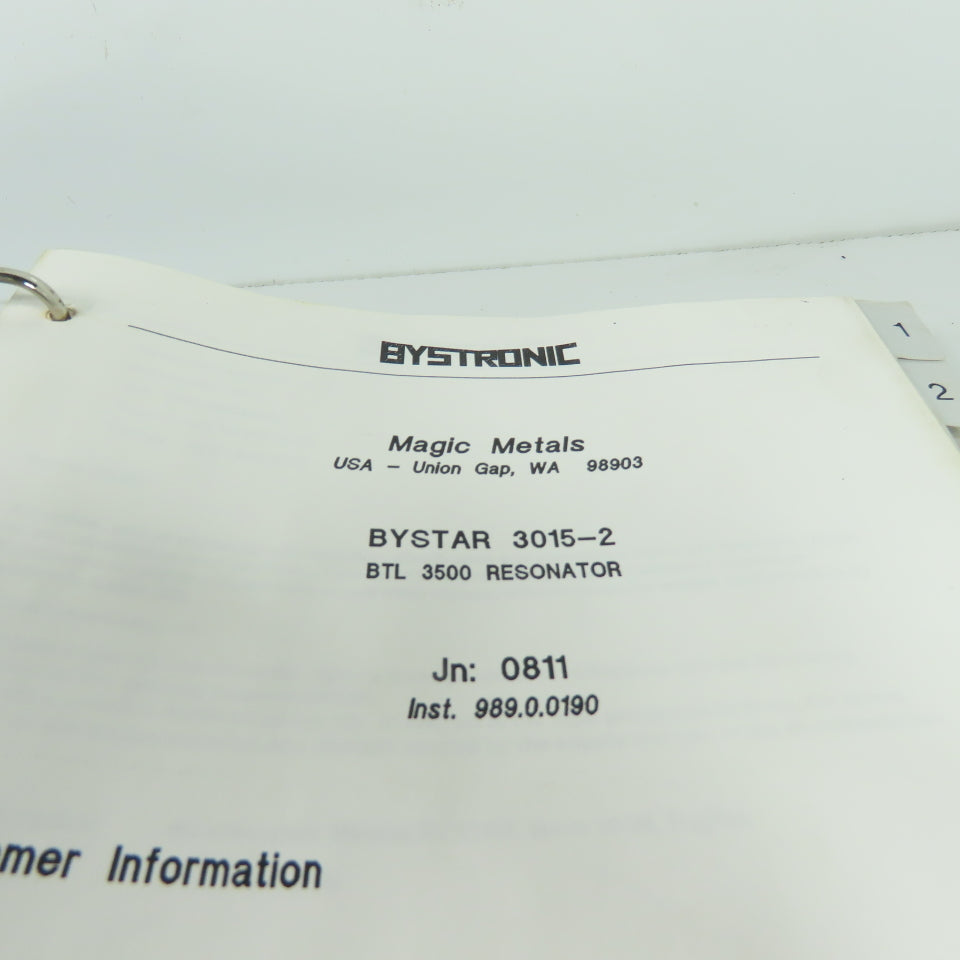 Bystronic Bystar 3015 Laser Maintenance Manual