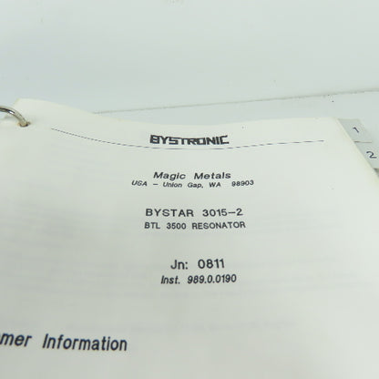 Bystronic Bystar 3015 Laser Maintenance Manual
