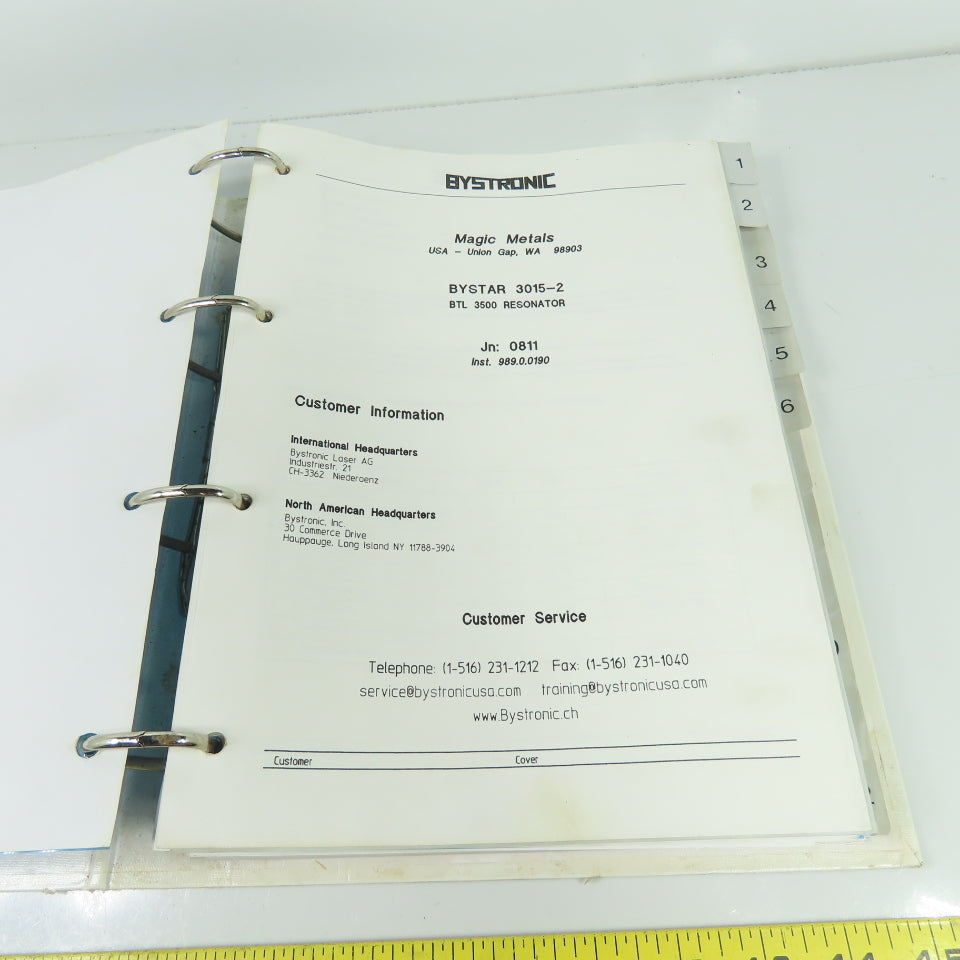 Bystronic Bystar 3015 Laser Maintenance Manual