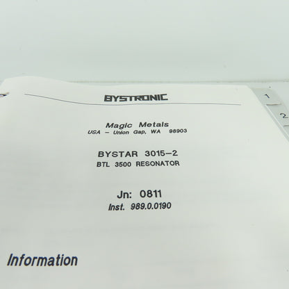 Bystronic Bystar 3015 Laser Operators Manual